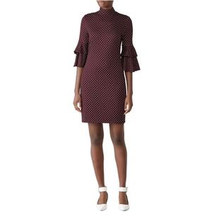 Hutch Lanie Sheath Puff Ruffle Sleeve Burgundy Dress Medium